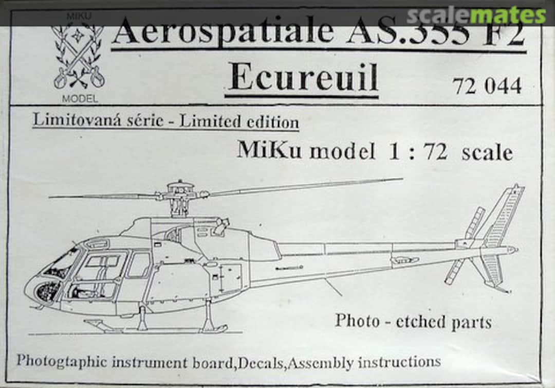 Boxart Aerospatiale AS.355 F2 Ecureuil 72044 MiKu Boxart Aerospatiale AS.355 F2 Ecureuil 72044 MiKu