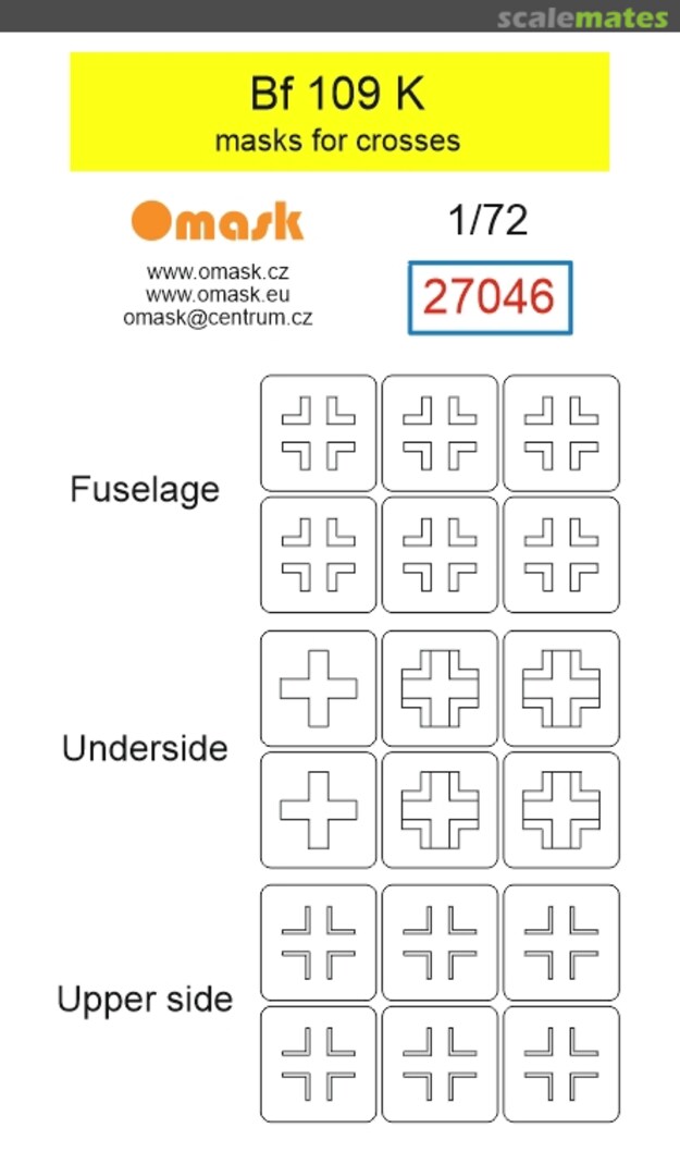 Boxart Messerschmitt Bf-109 K - Masks for Crosses 27046 Omask Boxart Messerschmitt Bf-109 K - Masks for Crosses 27046 Omask