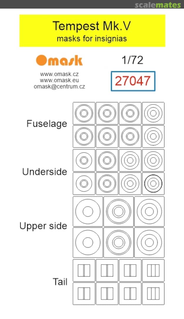 Boxart Hawker Tempest Mk.V - Masks for RAF Insignias 27047 Omask Boxart Hawker Tempest Mk.V - Masks for RAF Insignias 27047 Omask