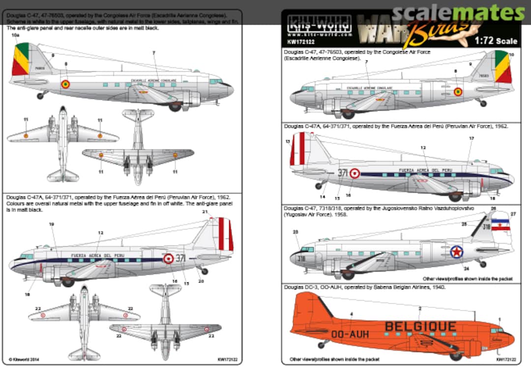Boxart DC-3 - C-47 Douglas Dakota KW172122 Kits-World Boxart DC-3 - C-47 Douglas Dakota KW172122 Kits-World