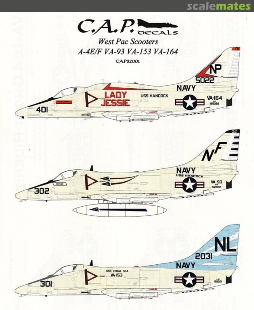 Boxart A-4E A-4F Skyhawk "West PAC Scooters" VA-93 VA-153 VA-164 CAP32001 CAP Decals Boxart A-4E A-4F Skyhawk "West PAC Scooters" VA-93 VA-153 VA-164 CAP32001 CAP Decals