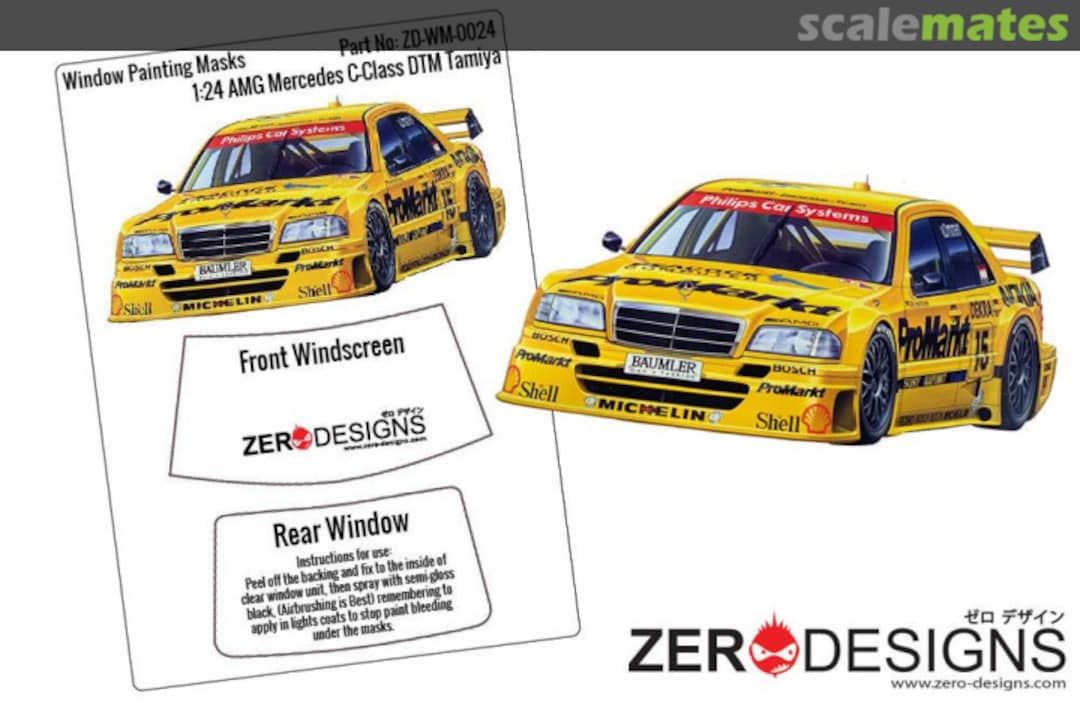 Boxart AMG Mercedes C-Class DTM Window Painting Masks (Tamiya) - Zero Paints ZP-WM-0024 Zero Paints