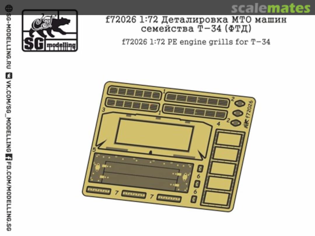 Boxart PE engine grills for T-34 F72026 SG-MODELLING