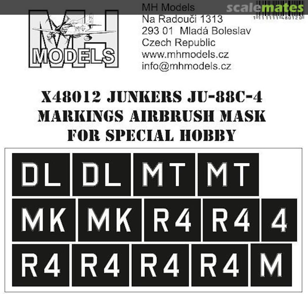 Boxart Junkers Ju-88C-4 Markings Airbrush Mask X48012 MH Models Boxart Junkers Ju-88C-4 Markings Airbrush Mask X48012 MH Models