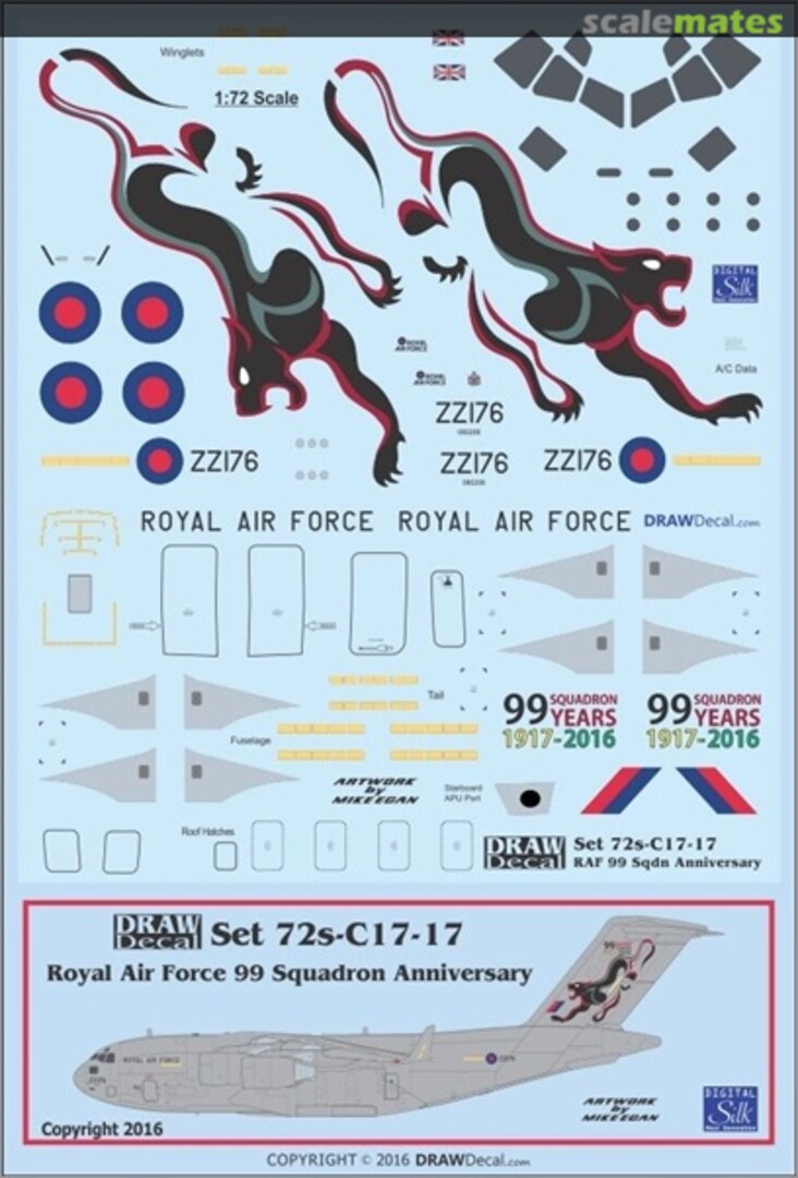 Boxart Royal Air Force 99 Squadron Anniversary C-17 72s-C17-17 Draw Decal Boxart Royal Air Force 99 Squadron Anniversary C-17 72s-C17-17 Draw Decal