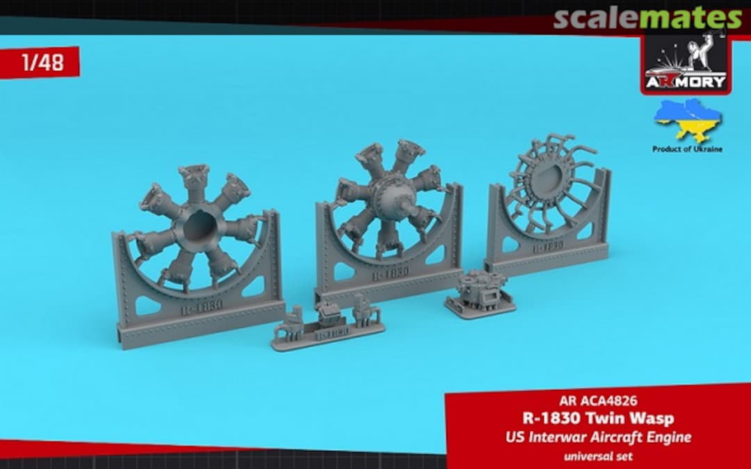 Boxart R-1830 Twin Wasp aircraft engine, scale model kit AR ACA4826 Armory