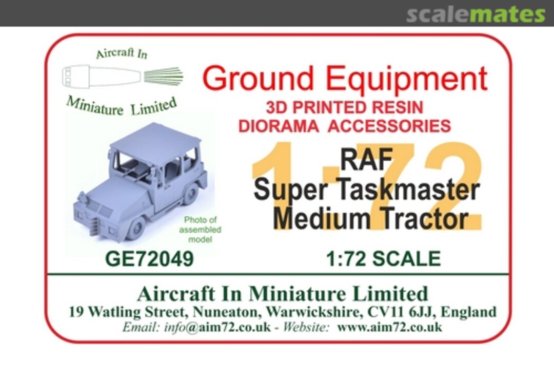 Boxart RAF Super Taskmaster tractor GE72049 Aircraft In Miniature Ltd Boxart RAF Super Taskmaster tractor GE72049 Aircraft In Miniature Ltd