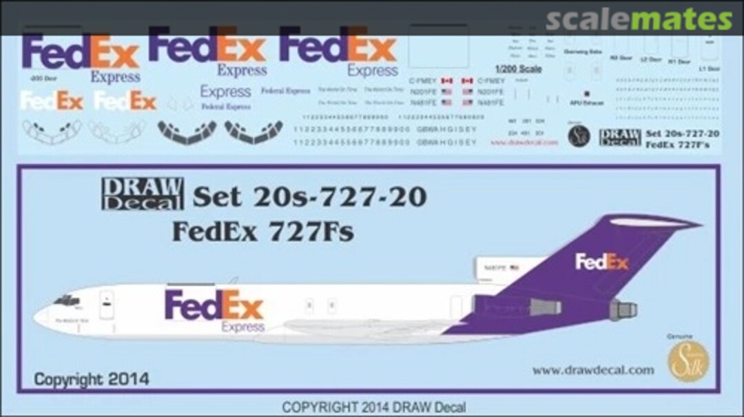 Boxart FedEx 727Fs 20-727-20 Draw Decal