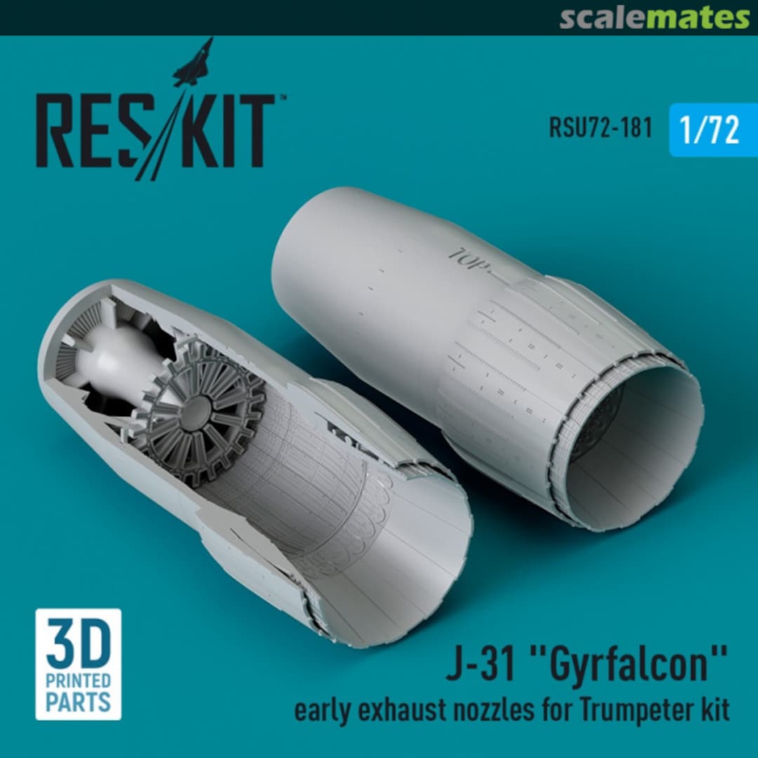 Boxart J-31 Gyrfalcon early exhaust nozzles (3D Printed) RSU72-0181 ResKit Boxart J-31 Gyrfalcon early exhaust nozzles (3D Printed) RSU72-0181 ResKit
