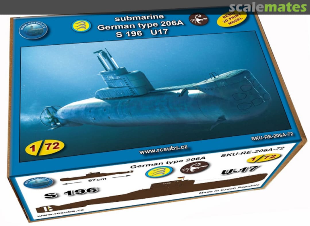 Boxart German type 206A submarine SKU-RE-206A-72 RCSubs Boxart German type 206A submarine SKU-RE-206A-72 RCSubs