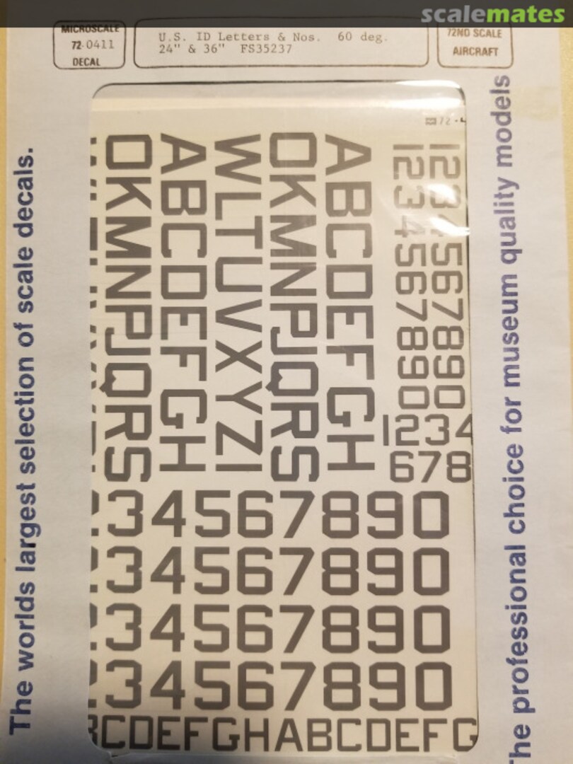 Boxart U.S. ID Letters & Numbers, 60 deg 72-411 Microscale