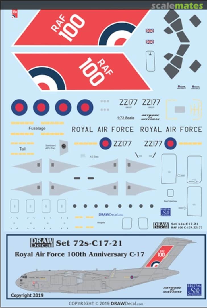 Boxart Royal Air Force 100th Anniversary C-17 72s-C17-21 Draw Decal Boxart Royal Air Force 100th Anniversary C-17 72s-C17-21 Draw Decal