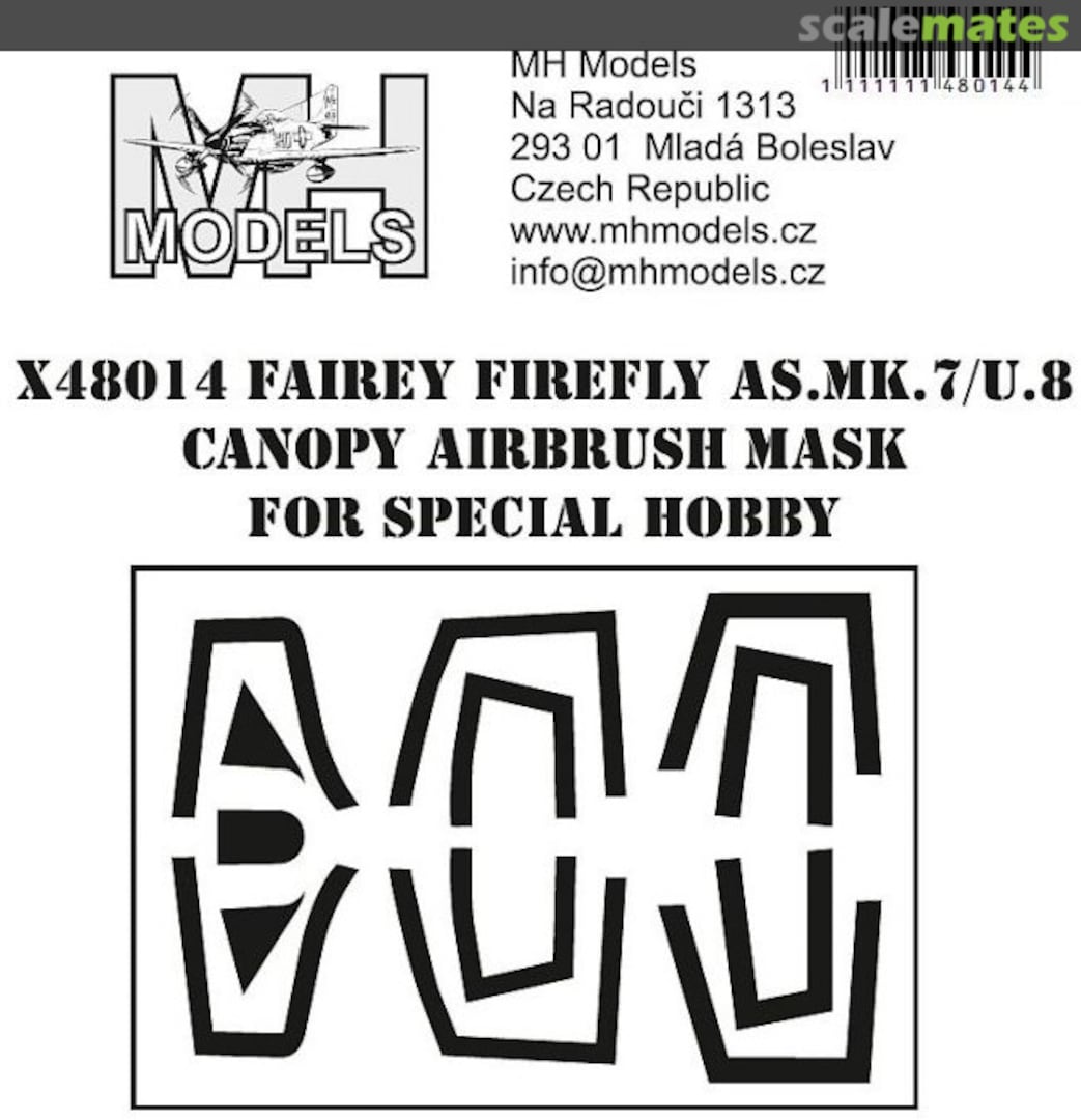 Boxart Fairey Firefly AS.Mk.7/U.8 Canopy Airbrush Mask X48014 MH Models Boxart Fairey Firefly AS.Mk.7/U.8 Canopy Airbrush Mask X48014 MH Models