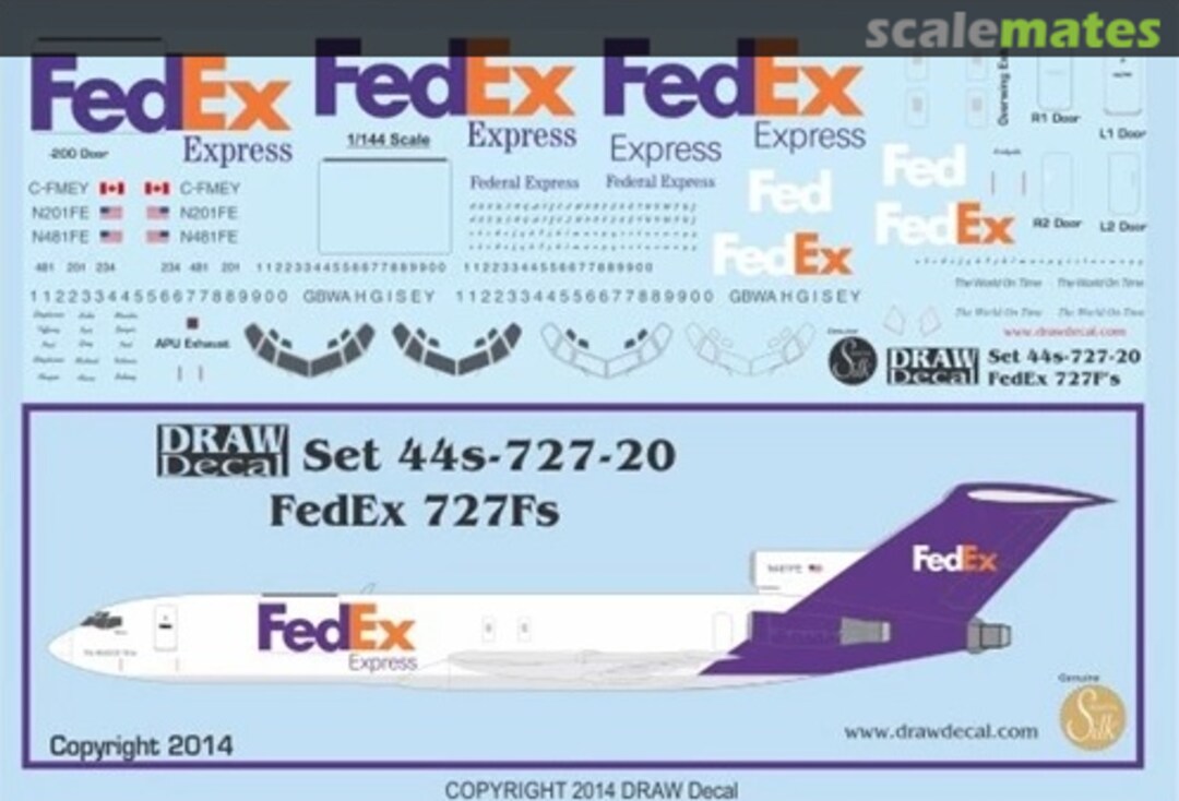 Boxart FedEx 727Fs 44-727-20 Draw Decal Boxart FedEx 727Fs 44-727-20 Draw Decal