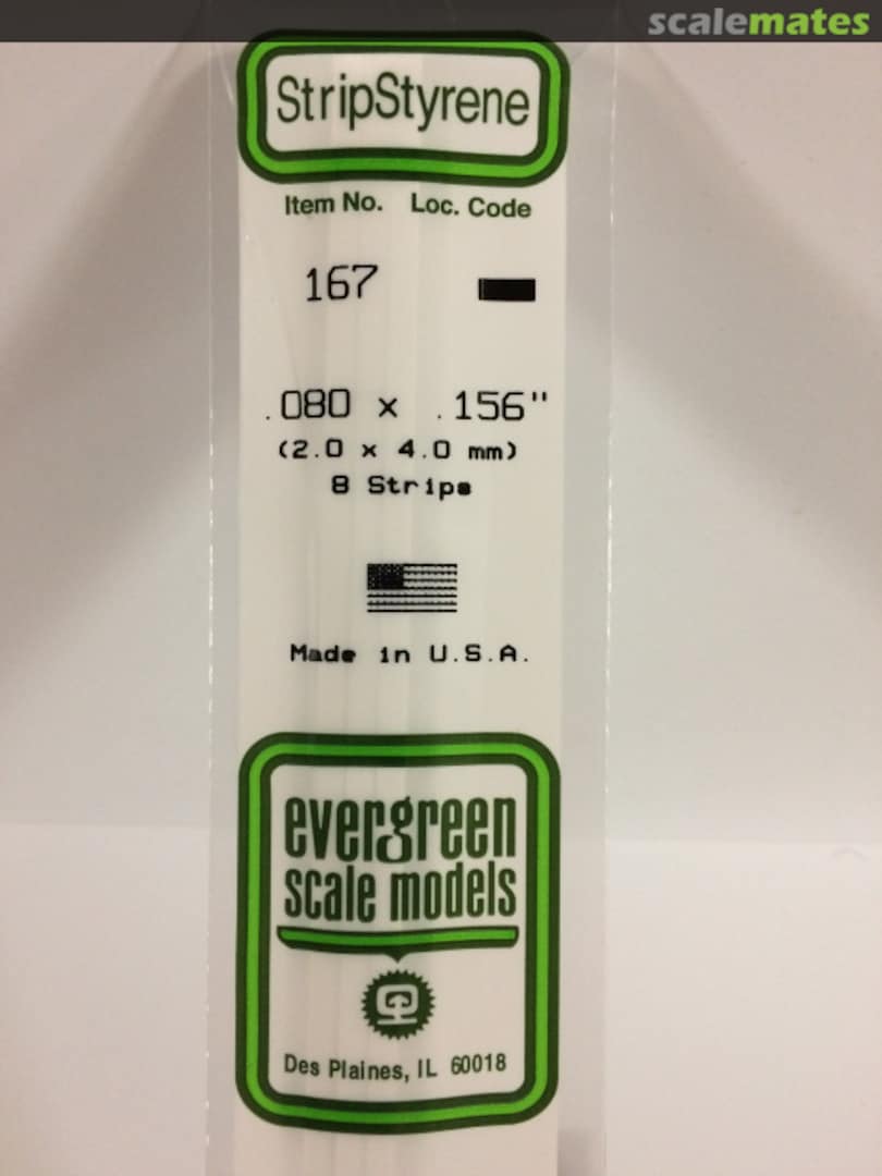 Boxart 0.080" x 0.156" Opaque White Polystyrene Strips 167 Evergreen Scale Models