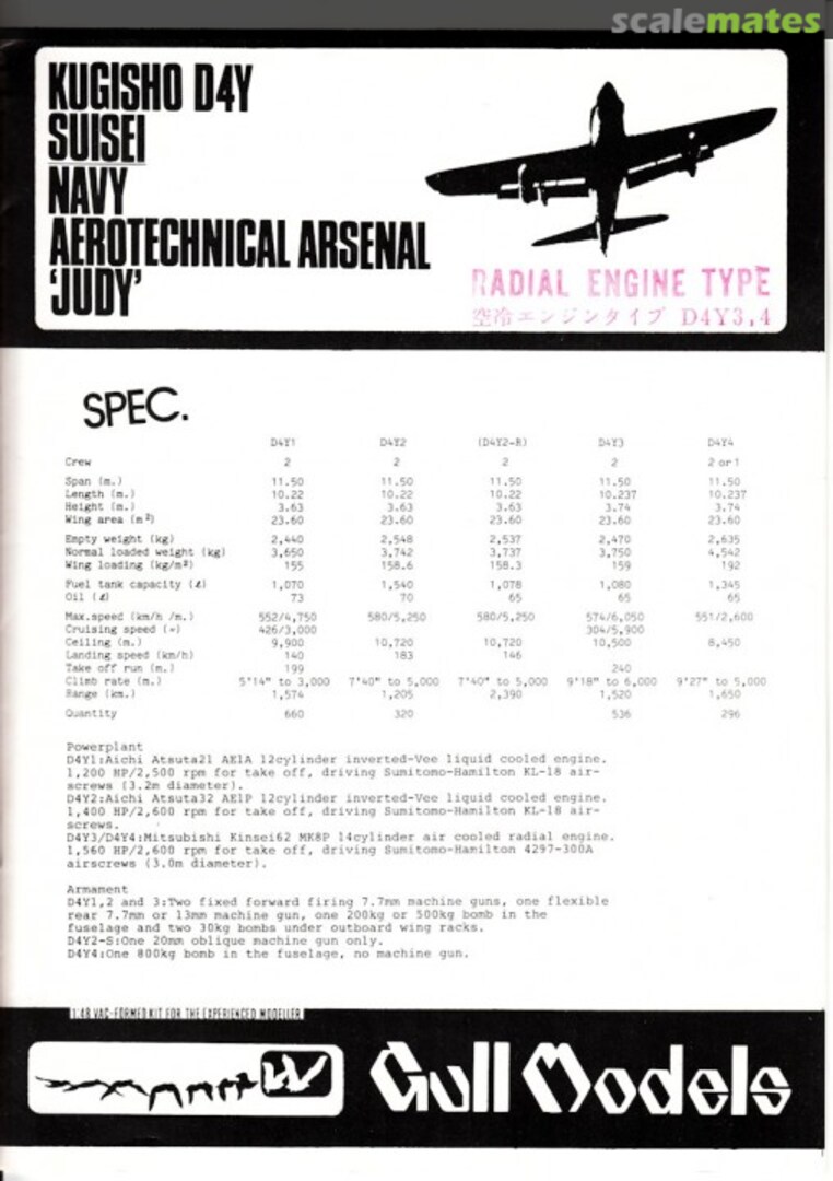 Boxart Kugisho D4Y3/4 Susei "Judy" 4805 Gull Models Boxart Kugisho D4Y3/4 Susei "Judy" 4805 Gull Models