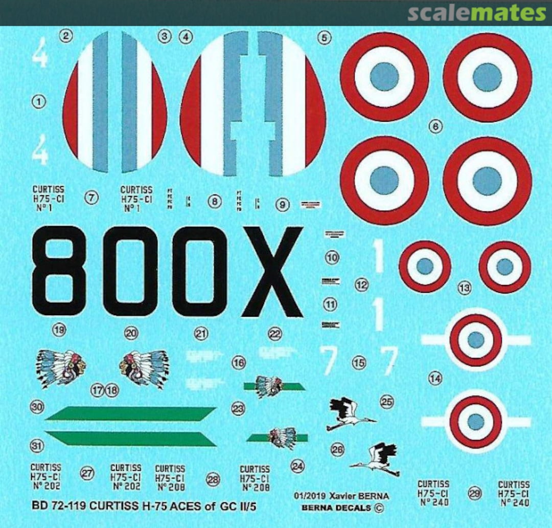 Boxart Curtiss H-75 Aces of GC II/5 Lafayette BD 72-119 Berna Decals Boxart Curtiss H-75 Aces of GC II/5 Lafayette BD 72-119 Berna Decals