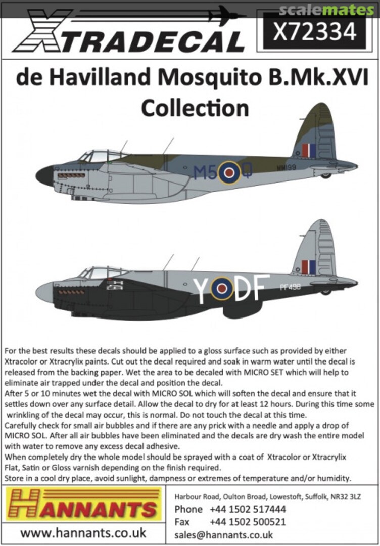 Boxart de Havilland Mosquito B.Mk.XVI Collection X72334 Xtradecal Boxart de Havilland Mosquito B.Mk.XVI Collection X72334 Xtradecal