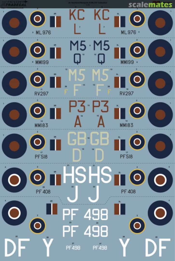 Contents de Havilland Mosquito B.Mk.XVI Collection X72334 Xtradecal Contents de Havilland Mosquito B.Mk.XVI Collection X72334 Xtradecal