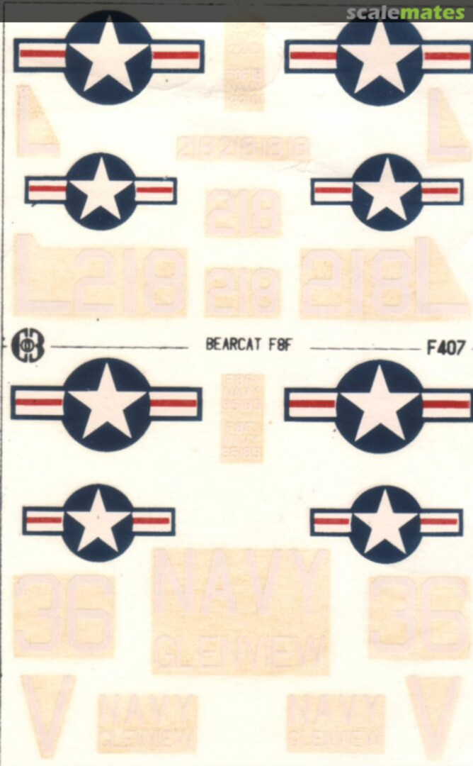 Boxart Grumman F8F Bearcat F407 KD Decal Boxart Grumman F8F Bearcat F407 KD Decal