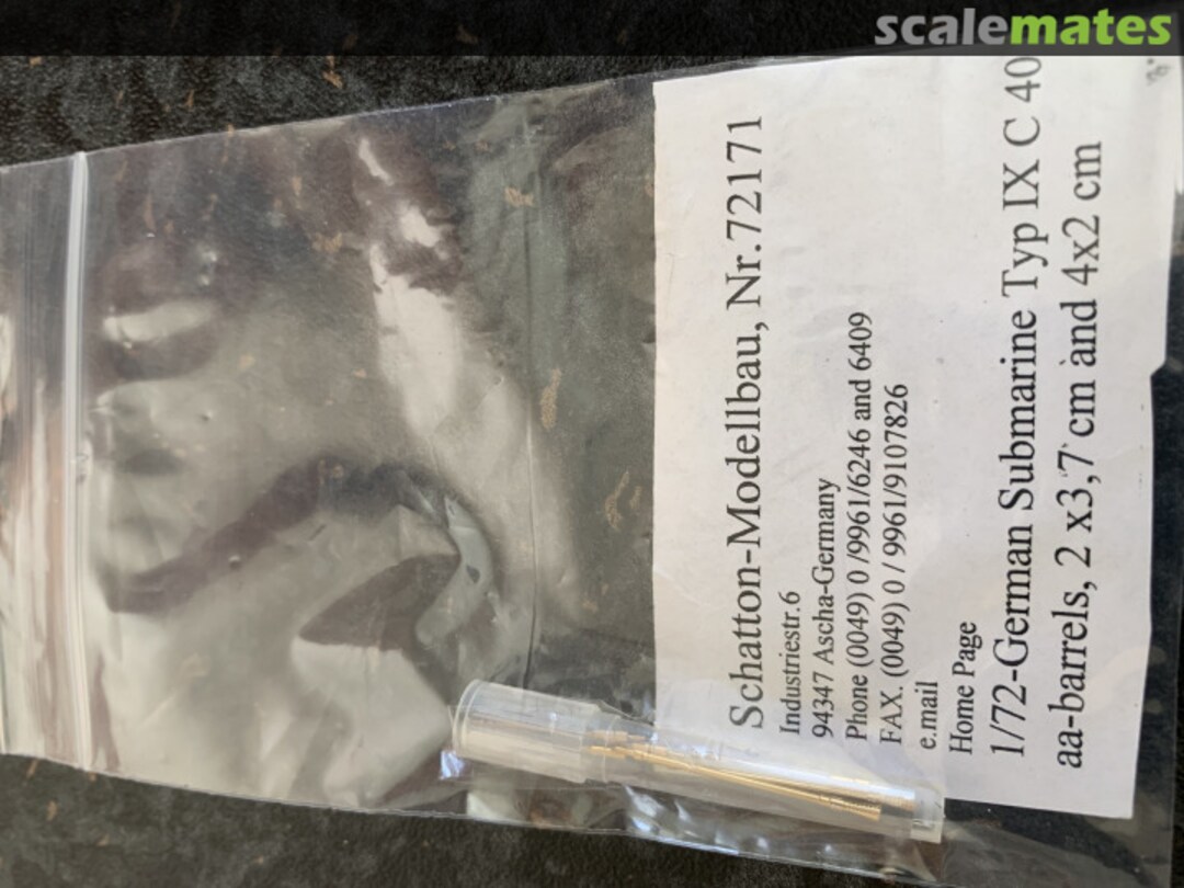 Boxart Type IX C 40 - Anti-Aircraft Gun Barrels / 2x 3,7cm and 4x 2cm 72171 Schatton Modellbau Boxart Type IX C 40 - Anti-Aircraft Gun Barrels / 2x 3,7cm and 4x 2cm 72171 Schatton Modellbau