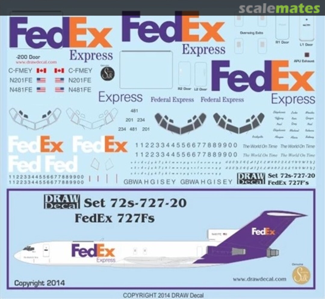 Boxart FedEx 727Fs 72-727-20 Draw Decal