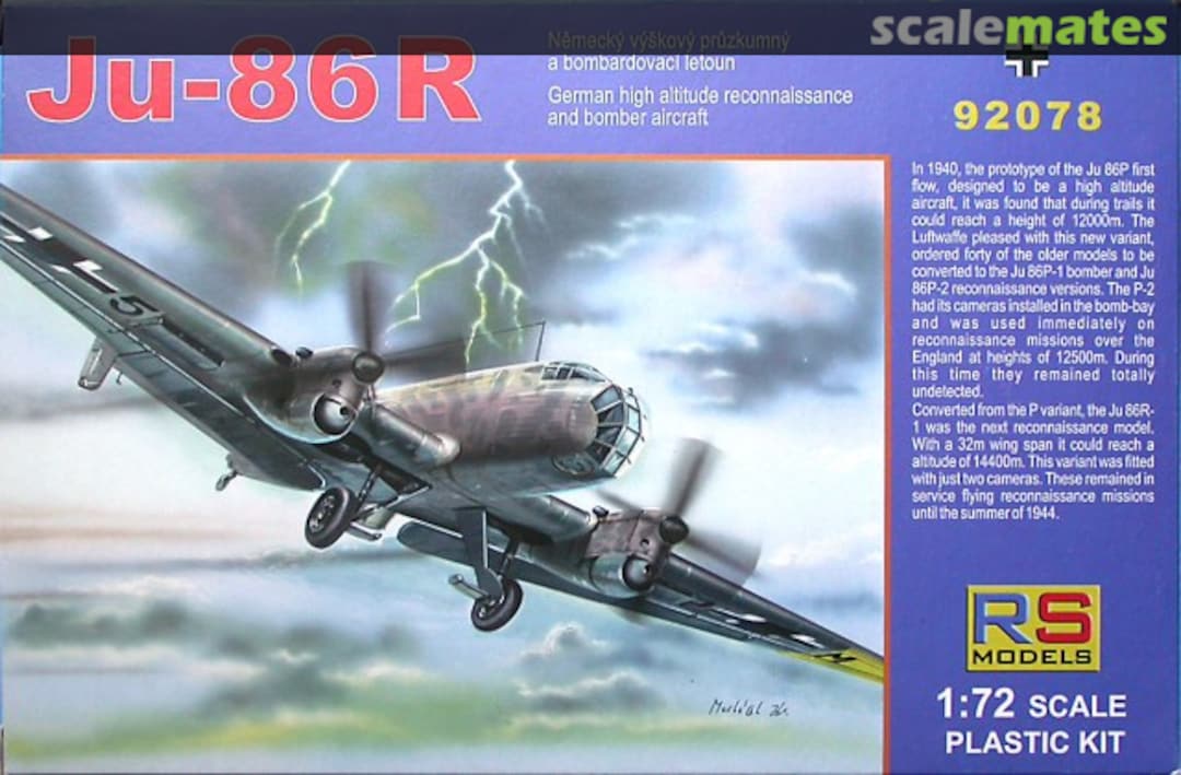 Boxart Ju-86R 92078 RS Models Boxart Ju-86R 92078 RS Models