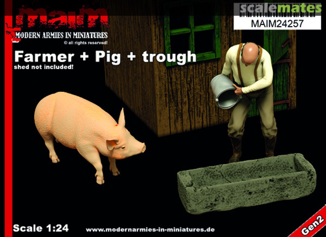 Boxart Farmer with feeding trough + pig MAIM24257 MAiM Boxart Farmer with feeding trough + pig MAIM24257 MAiM