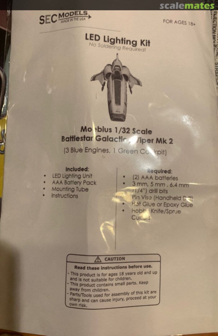 Boxart LED Lighting Kit for Moebius Models Colonial Viper Mk II Viper-MkII SEC Scale Models Boxart LED Lighting Kit for Moebius Models Colonial Viper Mk II Viper-MkII SEC Scale Models