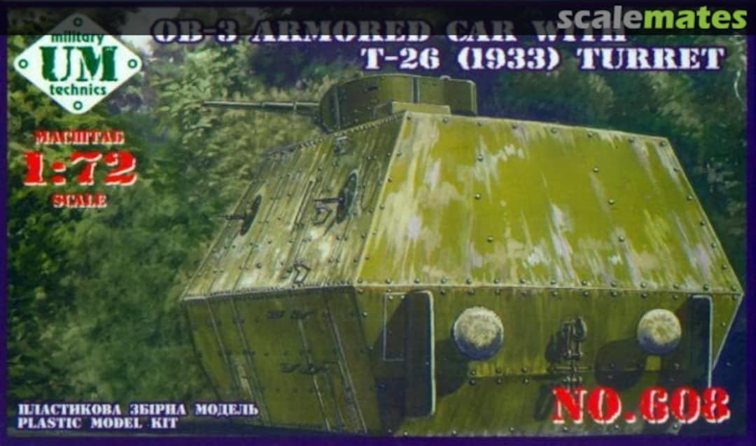 Boxart OB-3 Armored Carriage w/T-26 (1933) Turret 608 UM Military Technics Boxart OB-3 Armored Carriage w/T-26 (1933) Turret 608 UM Military Technics