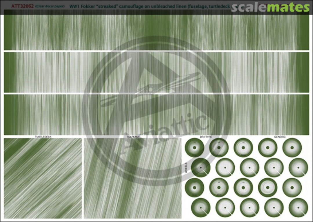 Boxart (Clear decal paper) WW1 Fokker "streaked" camouflage on unbleached linen ATT32062 Aviattic Boxart (Clear decal paper) WW1 Fokker "streaked" camouflage on unbleached linen ATT32062 Aviattic