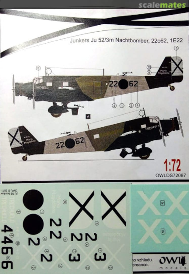 Boxart Junkers Ju 52/3m Nachtbomber, 22o62, 1E22 DS72087 OWL Boxart Junkers Ju 52/3m Nachtbomber, 22o62, 1E22 DS72087 OWL