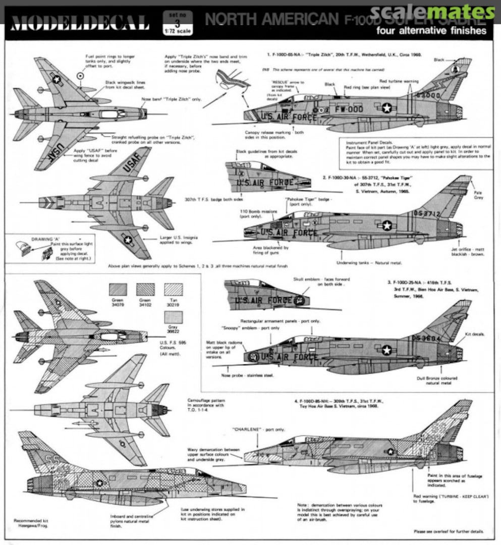 Contents North American F-100D Super Sabre 3 Modeldecal Contents North American F-100D Super Sabre 3 Modeldecal