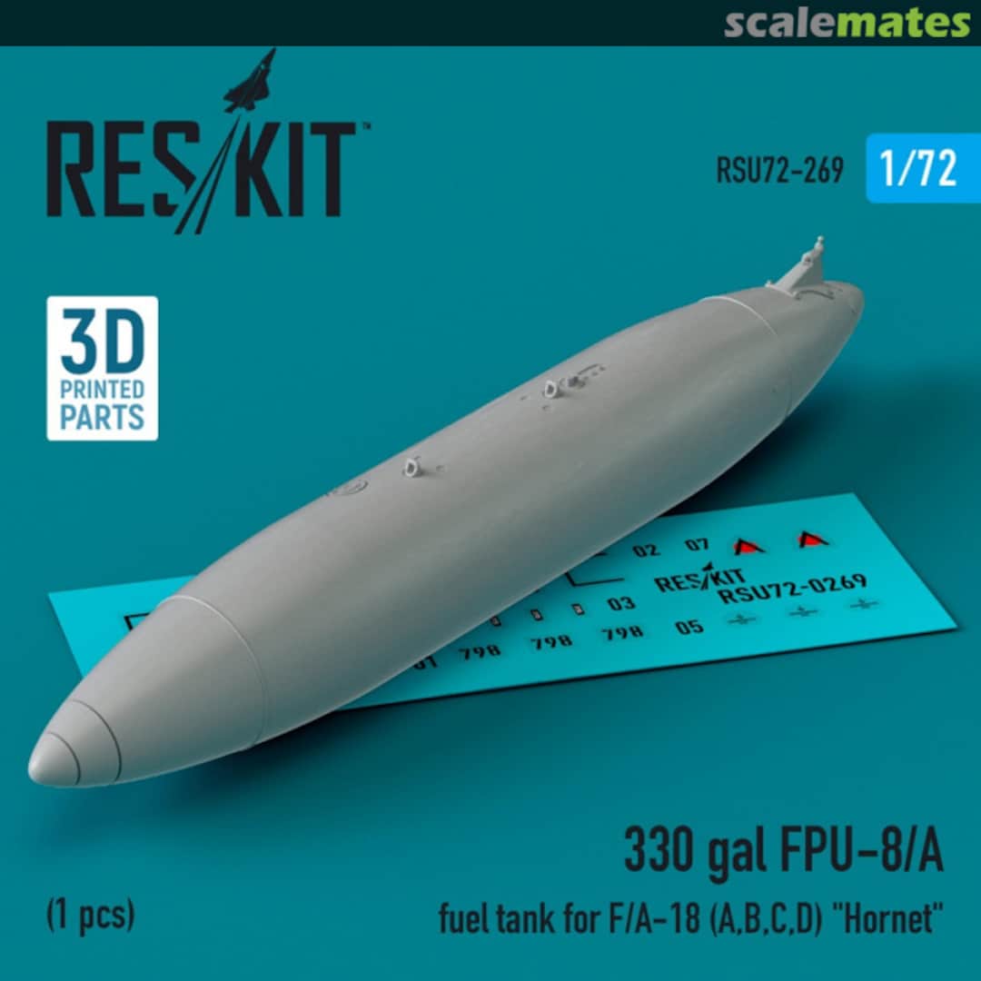 Boxart 330 gal FPU-8/A fuel tank for F/A-18 (A,B,C,D) Hornet (1 шт.) (3D printed) RSU72-0269 ResKit