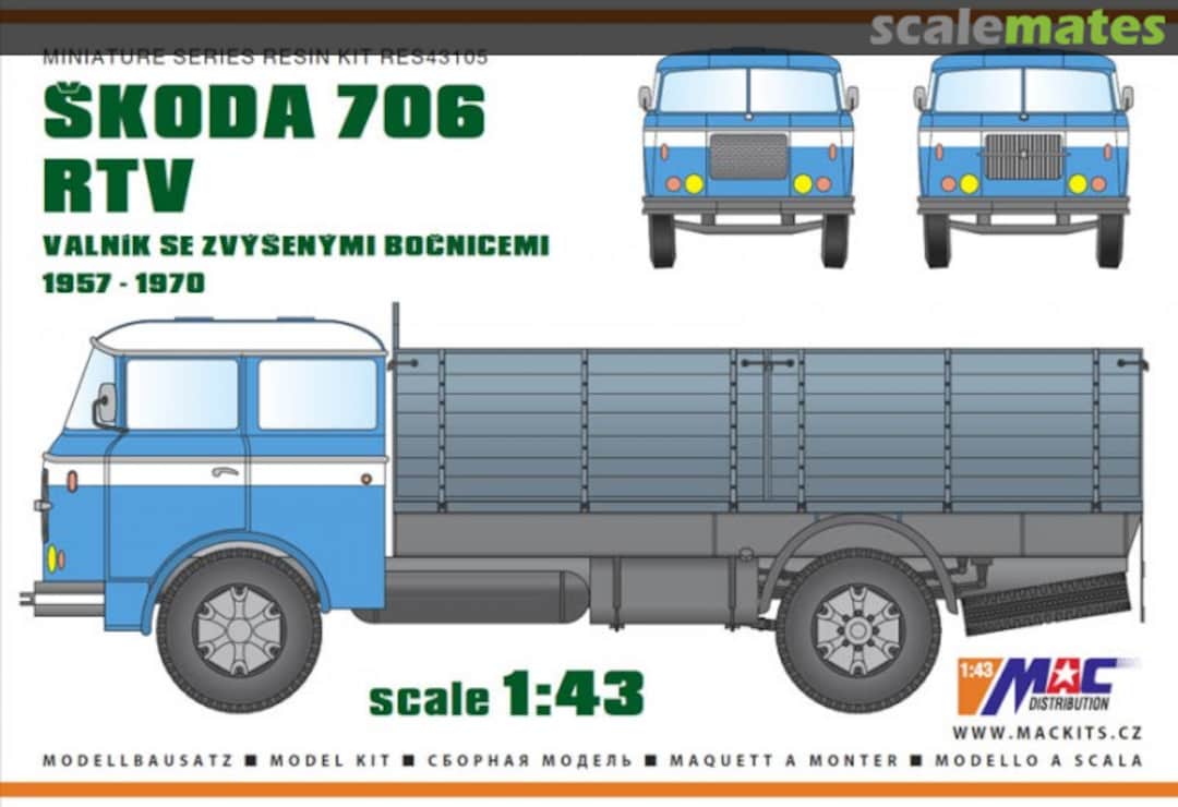 Boxart Škoda 706 RTV Valnik se Zvysenymi Bocnicemi 1957-1970 RES43105 MAC Distribution Boxart Škoda 706 RTV Valnik se Zvysenymi Bocnicemi 1957-1970 RES43105 MAC Distribution