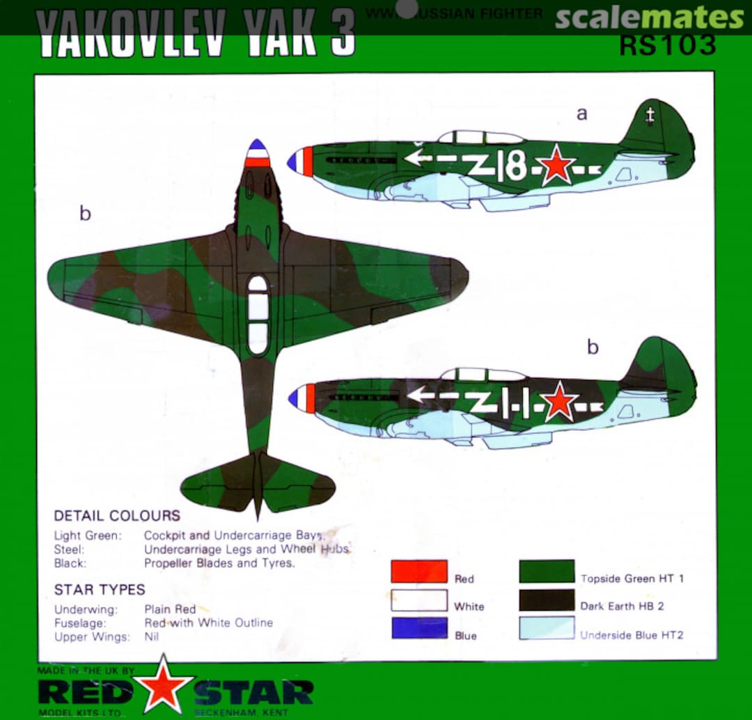 Boxart Yakovlev Yak-3 RS103 Red Star Boxart Yakovlev Yak-3 RS103 Red Star