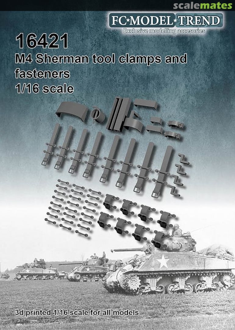 Boxart M4 Sherman tool clamps and fasteners 16421 FC Model Trend Boxart M4 Sherman tool clamps and fasteners 16421 FC Model Trend