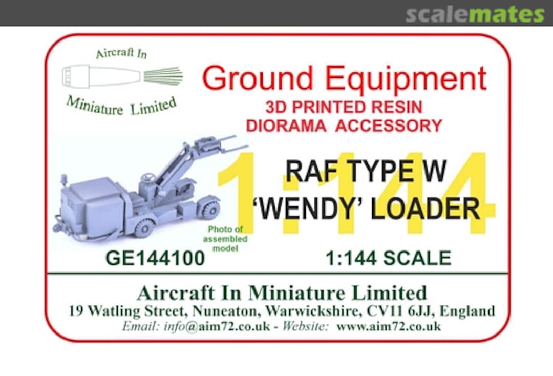 Boxart RAF type W 'Wendy" loader GE144100 Aircraft In Miniature Ltd Boxart RAF type W 'Wendy" loader GE144100 Aircraft In Miniature Ltd