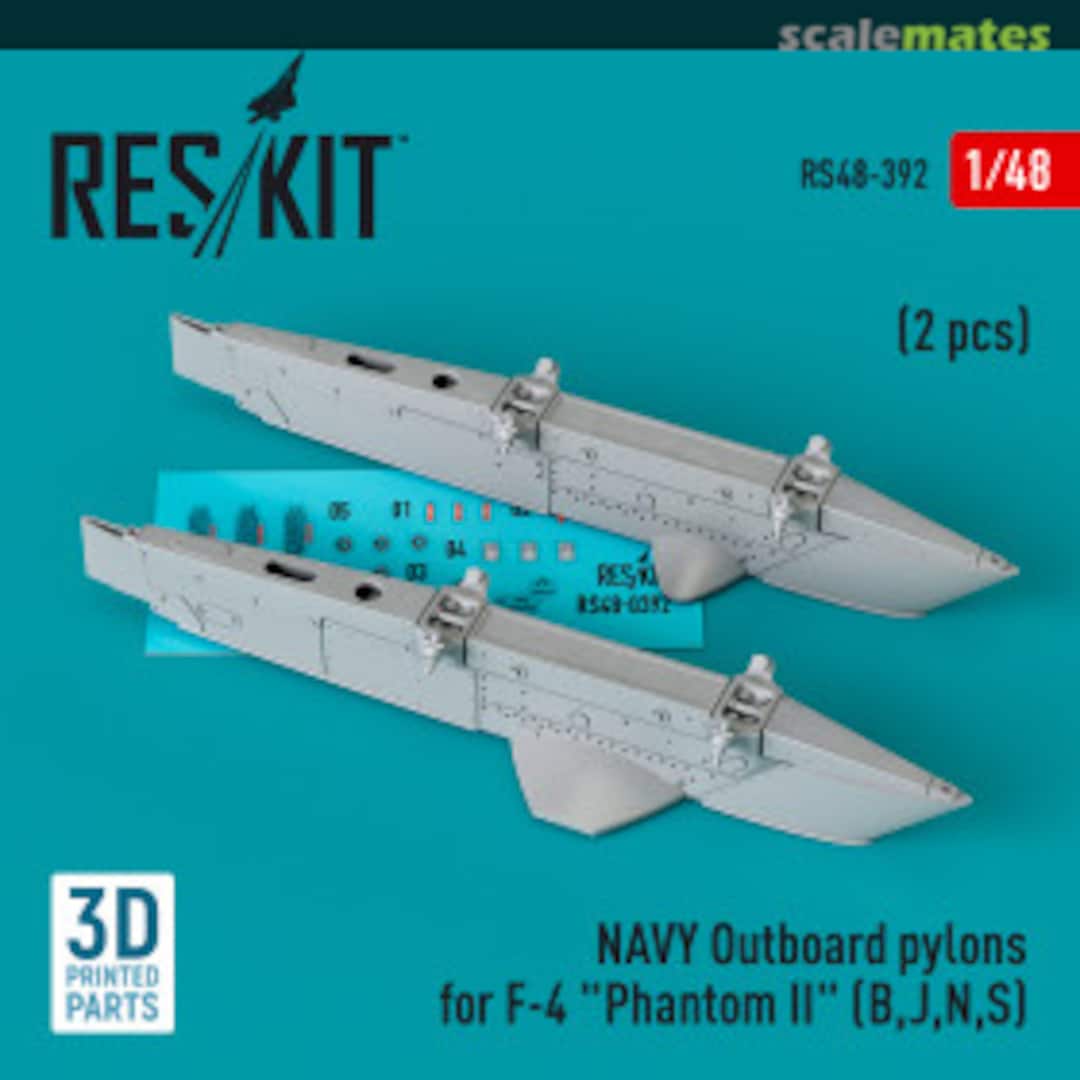 Boxart NAVY Outboard pylons for F-4 "Phantom II" (B,J,N,S) (2 pcs) (3D Printed) RS48-0392 ResKit Boxart NAVY Outboard pylons for F-4 "Phantom II" (B,J,N,S) (2 pcs) (3D Printed) RS48-0392 ResKit