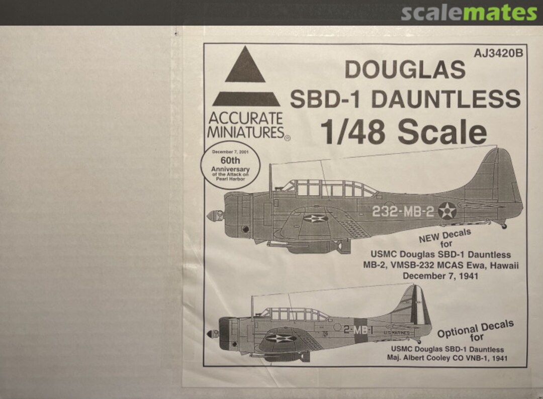 Boxart SBD-1 Dauntless AJ3420B Accurate Miniatures Boxart SBD-1 Dauntless AJ3420B Accurate Miniatures
