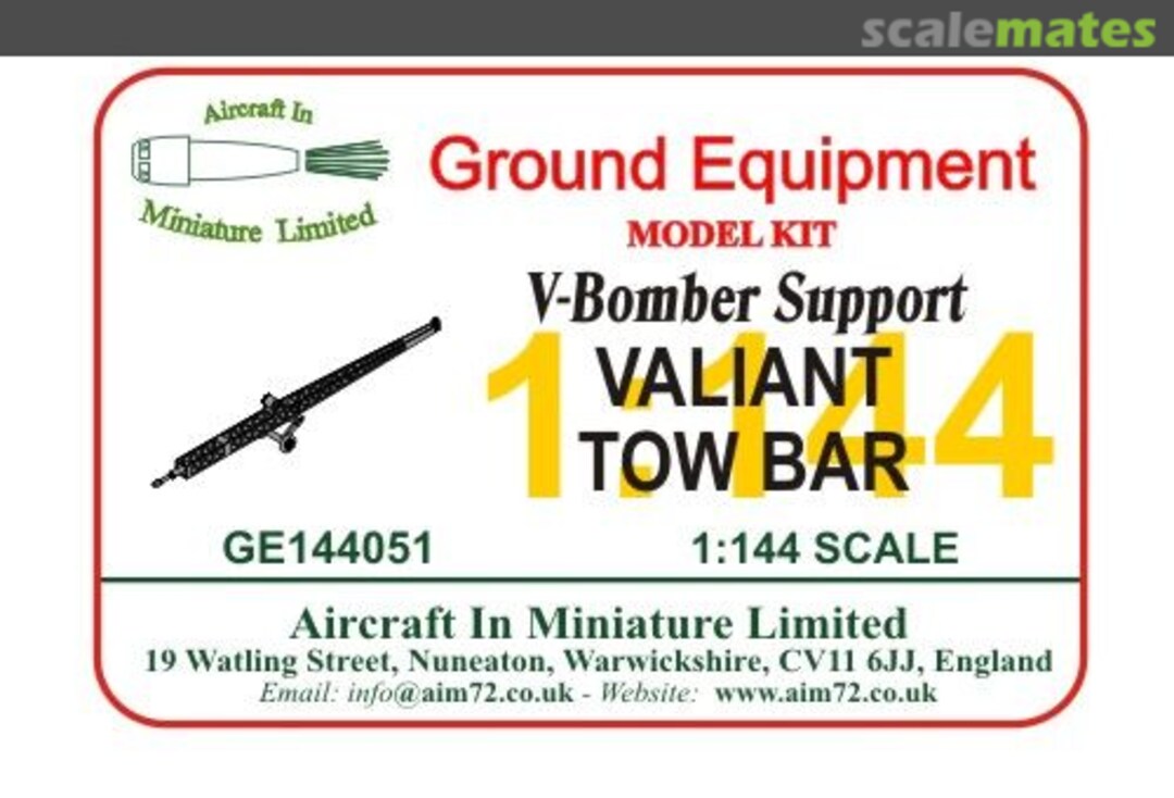 Boxart Valiant Tow Bar GE144051 Aircraft In Miniature Ltd Boxart Valiant Tow Bar GE144051 Aircraft In Miniature Ltd
