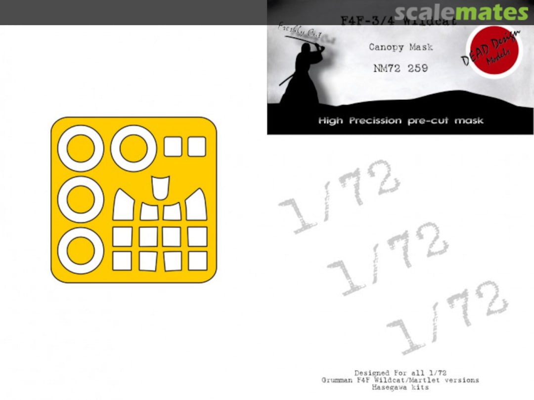 Boxart Grumman F4F-3/F-4 Wildcat - Canopy Mask NM72259 DEAD Design Models