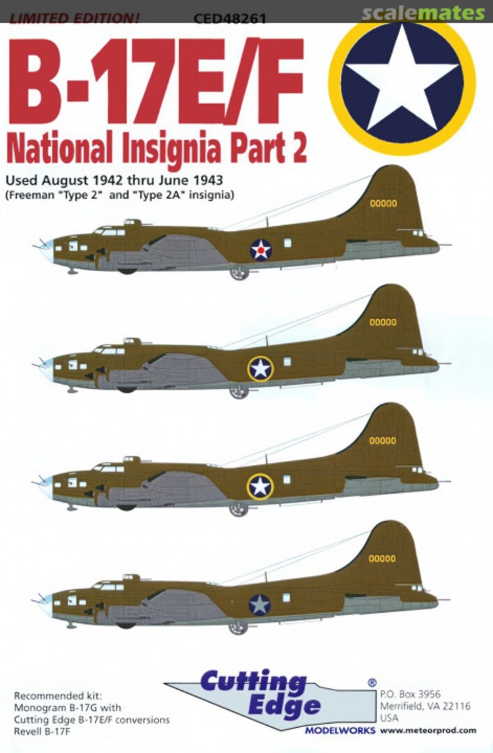 Boxart B-17E/F National Insignia Part 2 CED48261 Cutting Edge Modelworks Boxart B-17E/F National Insignia Part 2 CED48261 Cutting Edge Modelworks