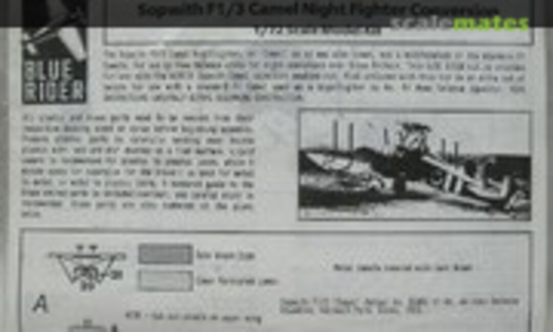 1:72 Sopwith F1/3 Camel Night Fighter Conversion (Blue Rider BR103) BR103