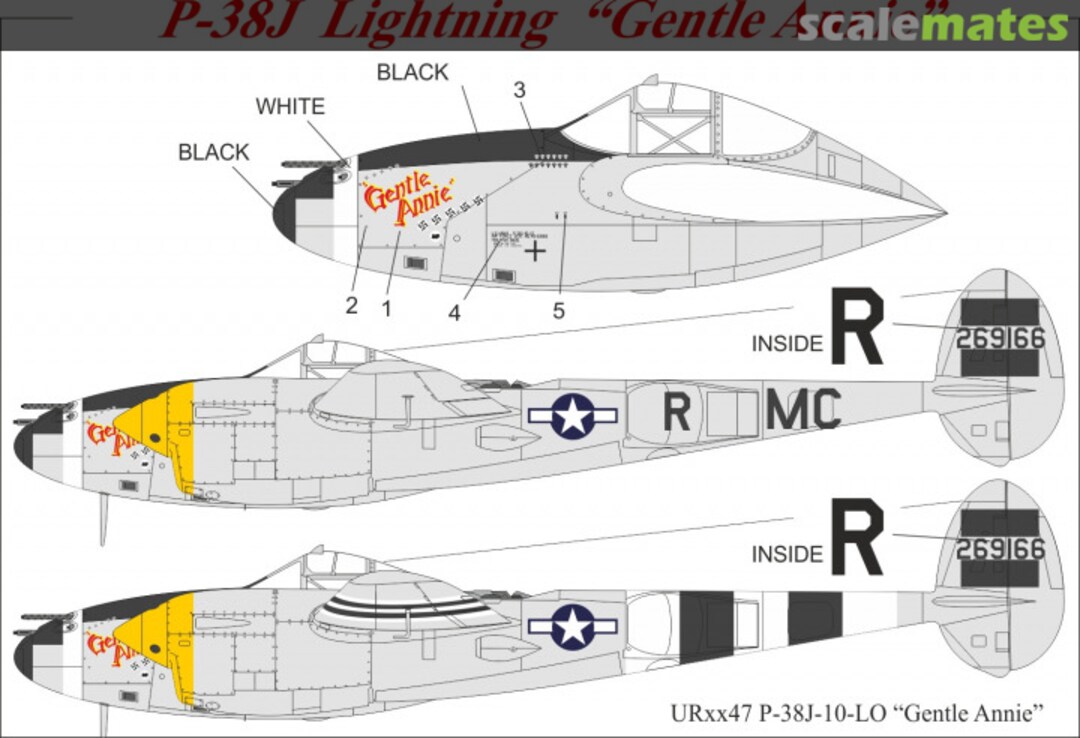 Boxart P-38J-10-LO Lightning “Gentle Annie” UR7247 UpRise Decal Boxart P-38J-10-LO Lightning “Gentle Annie” UR7247 UpRise Decal