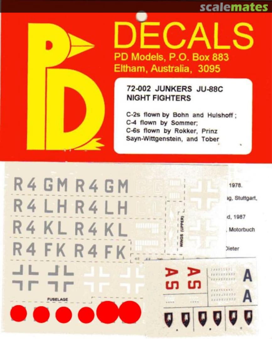 Boxart Junkers Ju 88 C Nightfighters 72-002 PD Models Boxart Junkers Ju 88 C Nightfighters 72-002 PD Models