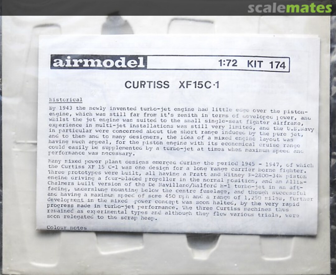 Boxart Curtiss XF15C-1 174 Airmodel Boxart Curtiss XF15C-1 174 Airmodel