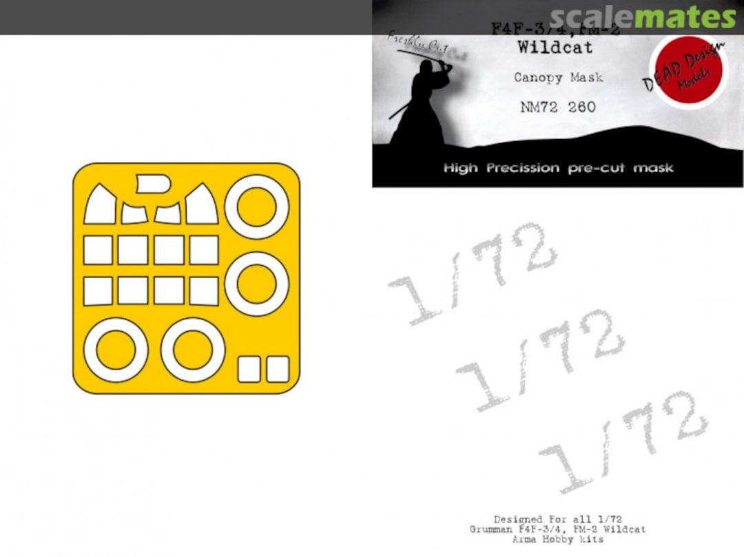 Boxart Grumman F4F-3/F-4 and FM-2 Wildcat - Canopy Mask NM72260 DEAD Design Models