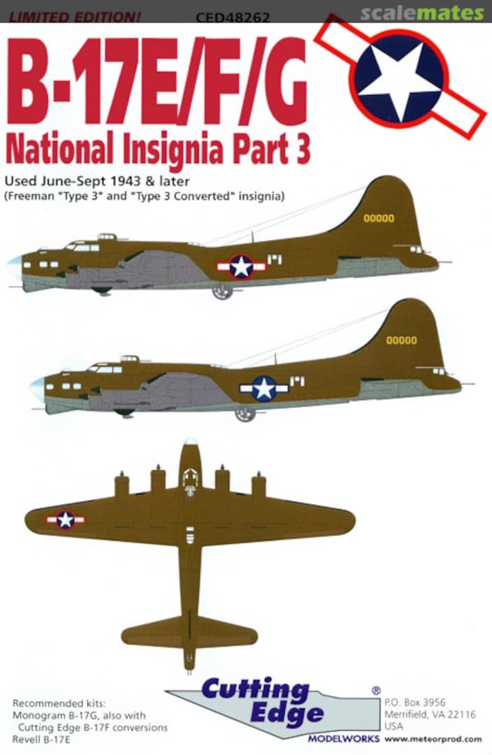 Boxart B-17E/F/G National Insignia Part 3 CED48262 Cutting Edge Modelworks Boxart B-17E/F/G National Insignia Part 3 CED48262 Cutting Edge Modelworks