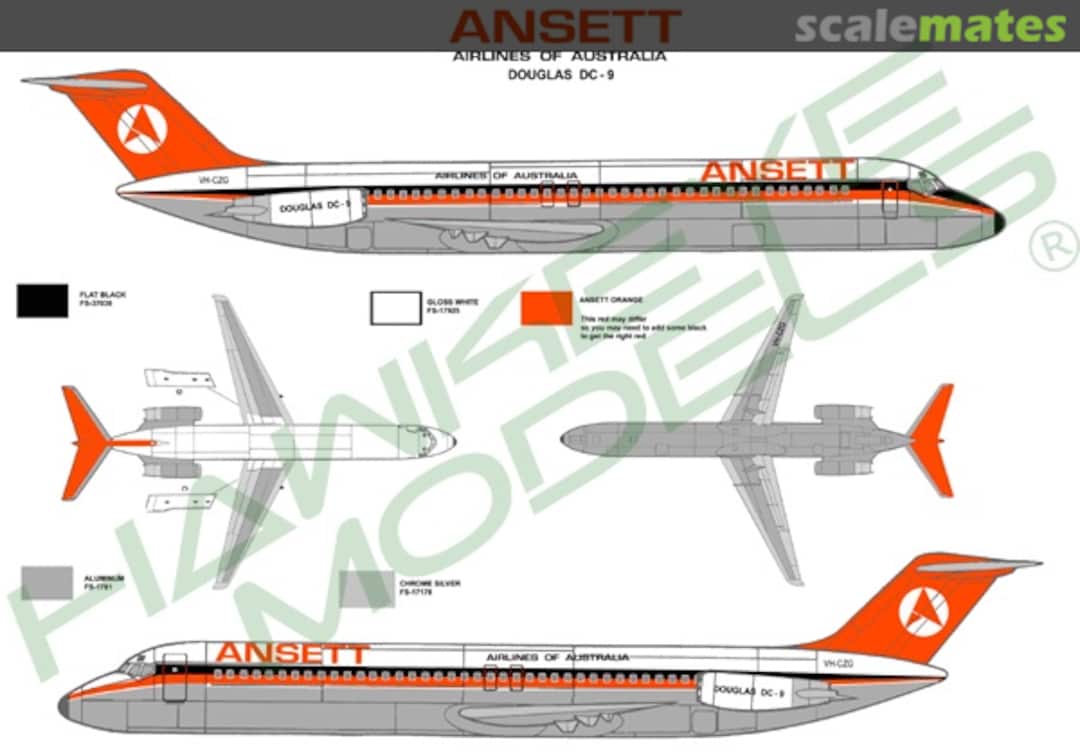 Boxart Ansett, Douglas DC-9, 1970s Red Tail Livery CDS-012 Hawkeye Models Boxart Ansett, Douglas DC-9, 1970s Red Tail Livery CDS-012 Hawkeye Models